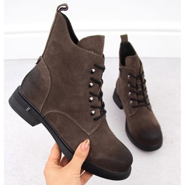 Bottines en cuir kaki pour femme D&amp;A S.Barski Premium Collection CR42-158 brun 1