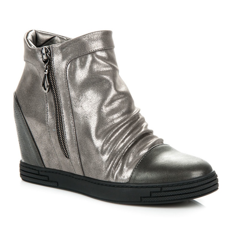 Vinceza Bottines argentées gris 1
