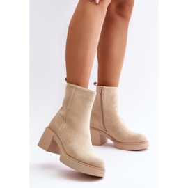 Bottines Femme Eco Suede, Chaudes, Beige Clair, Meriluna 2