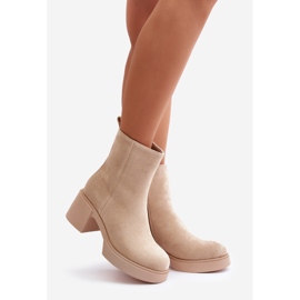 Bottines Femme Eco Suede, Chaudes, Beige Clair, Meriluna 1