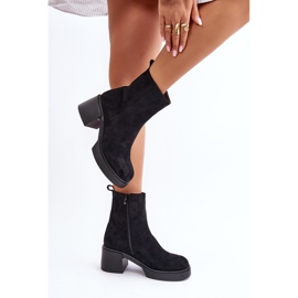 Bottes Femme Eco Daim Sur Talon Haut Chaud Noir Meriluna 2