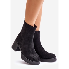 Bottes Femme Eco Daim Sur Talon Haut Chaud Noir Meriluna le noir 1