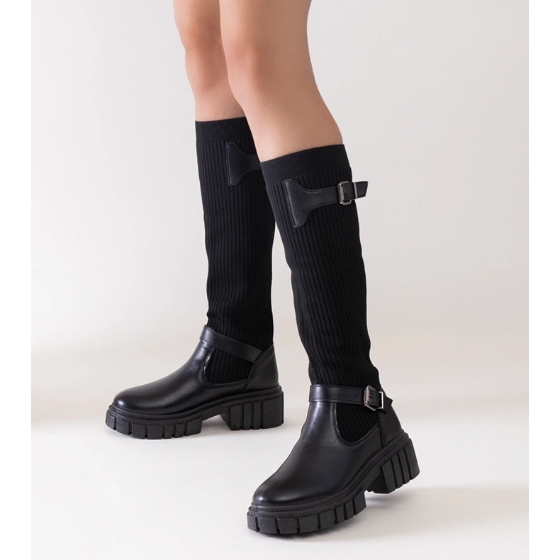 Bottines à enfiler noires Miste avec tige élastique 1
