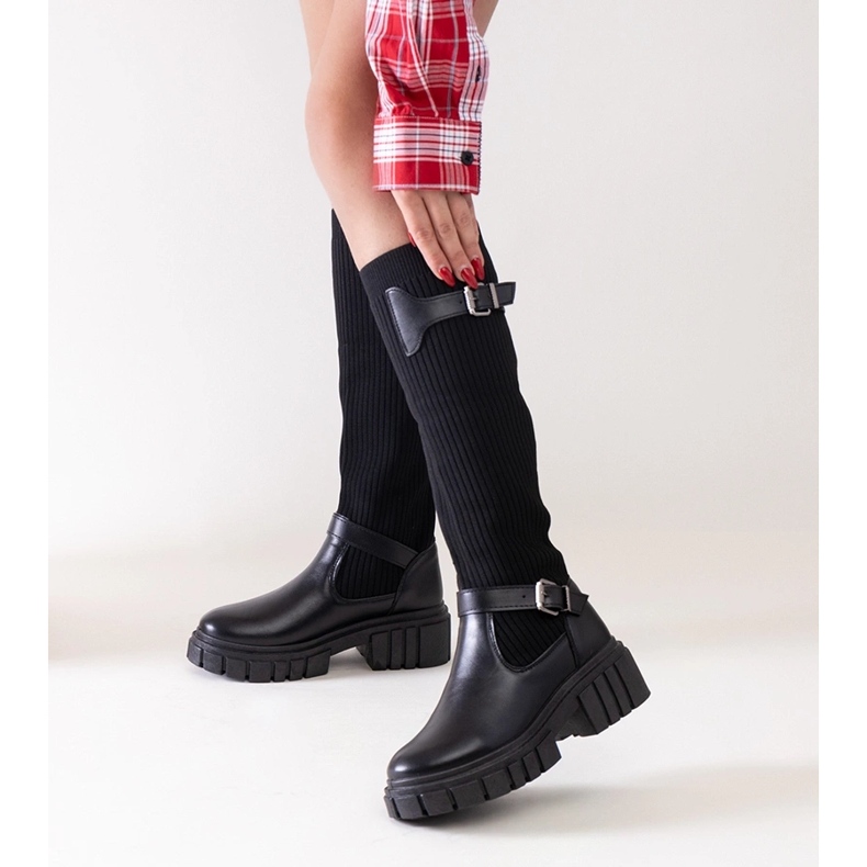 Bottines à enfiler noires Miste avec tige élastique 2