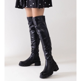 Bottes longues noires à talons plats Erisa le noir 1