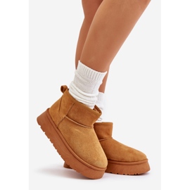 Bottes de neige à plateforme basse pour femmes isolées avec fourrure Camel Saldren brun 1