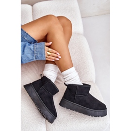 Bottes de neige basses Saldren noires pour femmes sur la plateforme, doublées de fourrure 2
