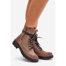 Bottines de travail hautes avec fermetures éclair, beige foncé Maisa 1