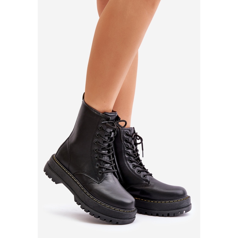 Bottes de travail isolées en cuir écologique avec fermeture éclair, noir Naleli le noir 1