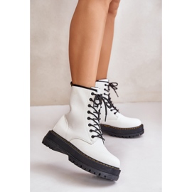 Bottes de travail isolées en cuir écologique avec fermeture éclair, blanc Naleli 2