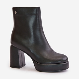 Bottines à talons hauts en cuir naturel GOE OO2N4166-W2 Noir le noir 4