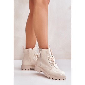 Bottes Ouvrières Vernies Pour Femme, Isolées, Avec Inscriptions Beiges, Zinfreya 2 Bottes Ouvrières Vernies Pour Femme, Isolées, Avec Inscriptions Beiges, Zinfreya 2