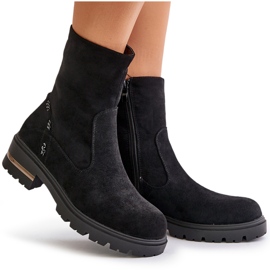 Bottines isolées pour femmes en éco-daim avec fermeture éclair, noir Narilie le noir 9
