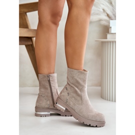 Bottines isolées pour femmes en éco-daim avec fermeture éclair, Beige Narilie 3