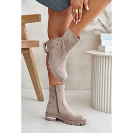 Bottines isolées pour femmes en éco-daim avec fermeture éclair, Beige Narilie 5