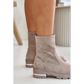 Bottines isolées pour femmes en éco-daim avec fermeture éclair, Beige Narilie 6