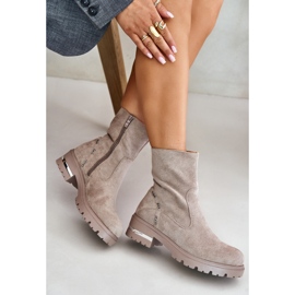 Bottines isolées pour femmes en éco-daim avec fermeture éclair, Beige Narilie 8