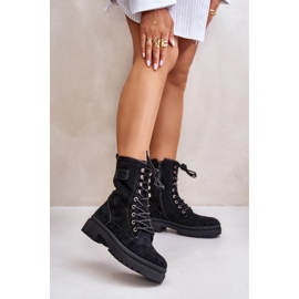 Bottes de travail pour femmes avec fermeture éclair en suède écologique noir Savalann le noir 2