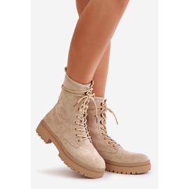 Bottes de travail pour femmes avec fermeture éclair en suède écologique, beige Savalann 1