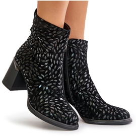 S.Barski Bottines en daim avec gaufrage décoratif D&amp;A CR42-192 Noir le noir 10