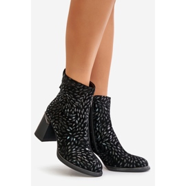 S.Barski Bottines en daim avec gaufrage décoratif D&amp;A CR42-192 Noir le noir 7