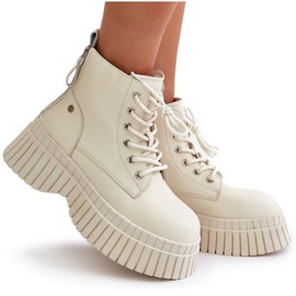 Bottines Trappeur Isolées En Cuir Sur Semelle Massive GOE OO2N4127 Beige Clair 10