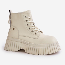 Bottines Trappeur Isolées En Cuir Sur Semelle Massive GOE OO2N4127 Beige Clair 4