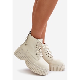 Bottines Trappeur Isolées En Cuir Sur Semelle Massive GOE OO2N4127 Beige Clair 1