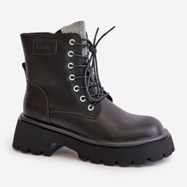 Bottes de travail isolées en cuir pour femmes avec zircones cubiques GOE OO2N4125 noir le noir 4