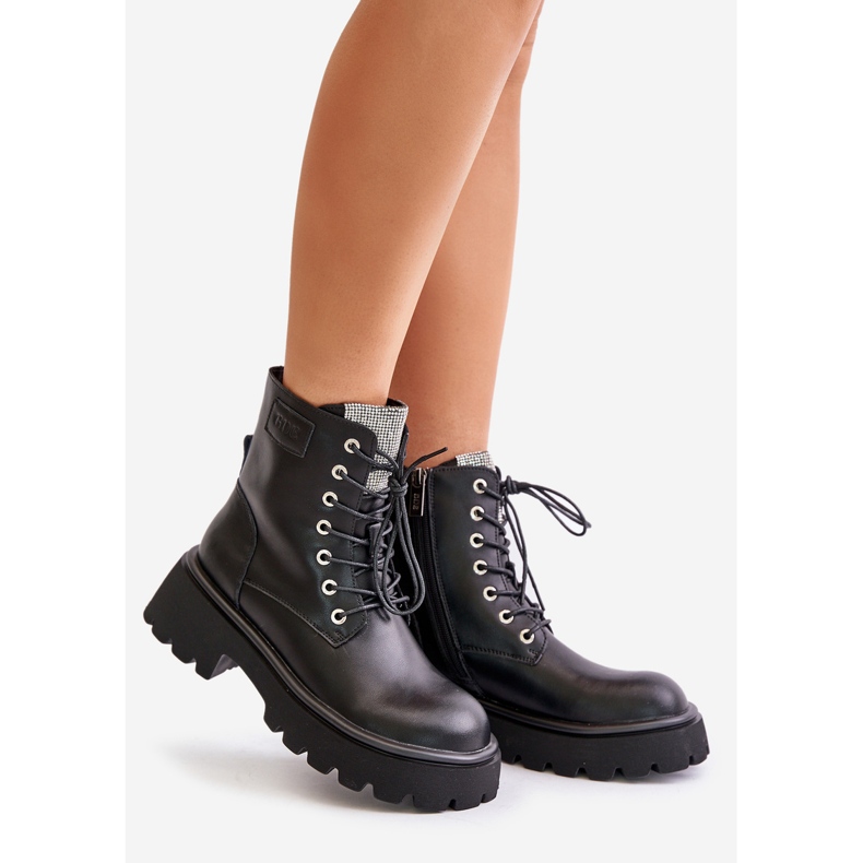 Bottes de travail isolées en cuir pour femmes avec zircones cubiques GOE OO2N4125 noir 1