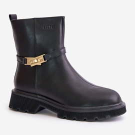 Bottes en cuir pour femmes avec une sangle isolée GOE OO2N4150 noir le noir 4