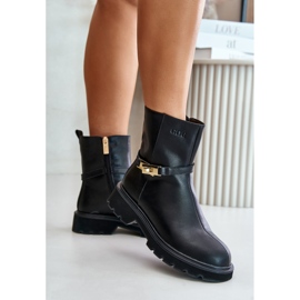 Bottes en cuir pour femmes avec une sangle isolée GOE OO2N4150 noir le noir 3