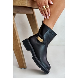 Bottes en cuir pour femmes avec une sangle isolée GOE OO2N4150 noir le noir 8