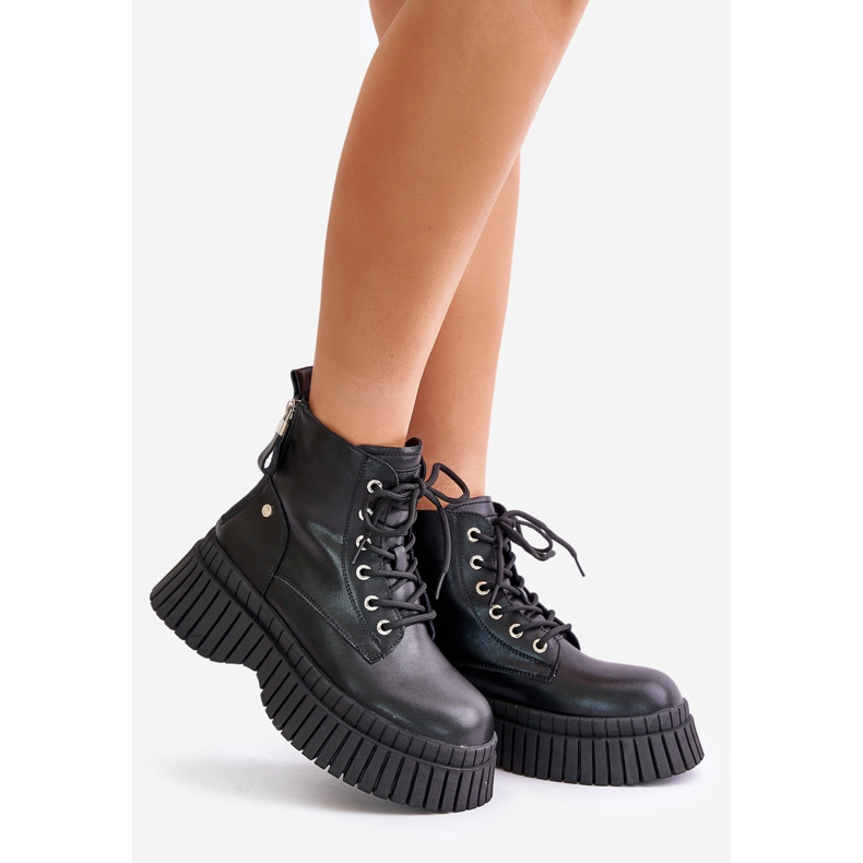 Bottines Trappeur Isolées En Cuir Sur Semelle Massive GOE OO2N4126 Noir le noir 1