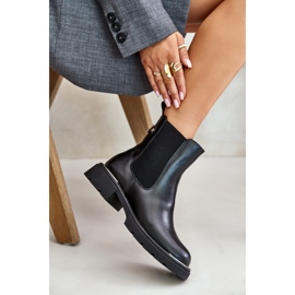 Bottines Chelsea en cuir avec fermeture éclair GOE OO2N4147-E2 Noir le noir 8