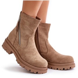 Bottines isolées à talon plat en éco-daim, beige Reloma 9