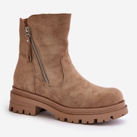 Bottines isolées à talon plat en éco-daim, beige Reloma 4