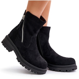 Bottines isolées à talon plat en éco-daim, Noir Reloma le noir 10