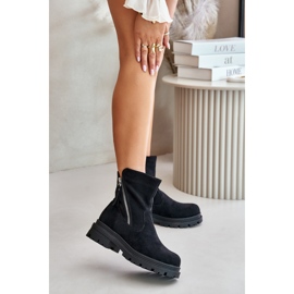 Bottines isolées à talon plat en éco-daim, Noir Reloma 2