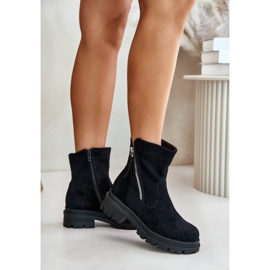 Bottines isolées à talon plat en éco-daim, Noir Reloma le noir 5