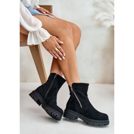 Bottines isolées à talon plat en éco-daim, Noir Reloma le noir 7