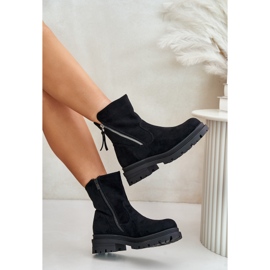 Bottines isolées à talon plat en éco-daim, Noir Reloma le noir 8