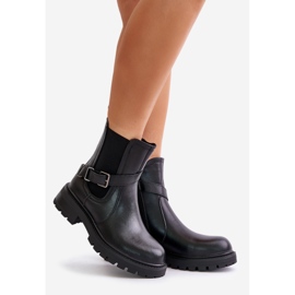 Bottines Chelsea isolées en cuir avec ceinture Sergio Leone TR719-S Noir 1