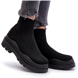 Marquiiz Bottes chaussettes noires à enfiler pour femmes sur une semelle massive 3