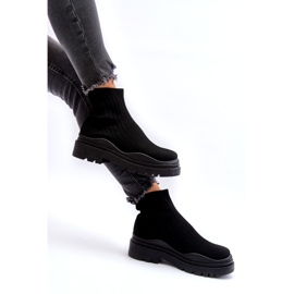 Marquiiz Bottes chaussettes noires à enfiler pour femmes sur une semelle massive 2
