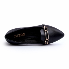 Zazoo 2885 Ballerines en cuir féminines avec décoration noire 3