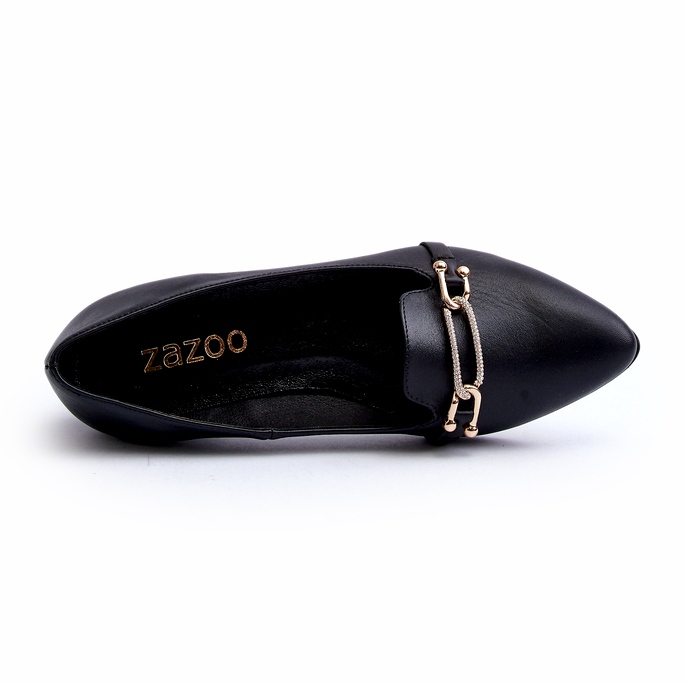Zazoo 2885 Ballerines en cuir féminines avec décoration noire le noir 3