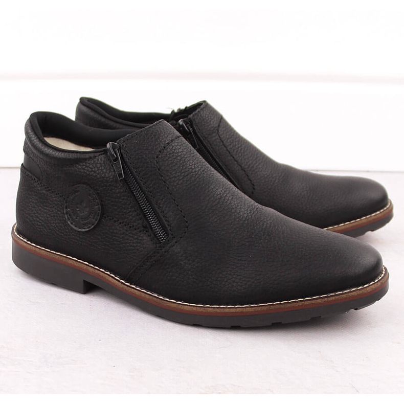 Bottes en cuir isolées pour hommes, noires, Rieker 15399-00 1