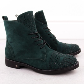 Bottines femme avec zircons, vert Potocki SZ12178 2