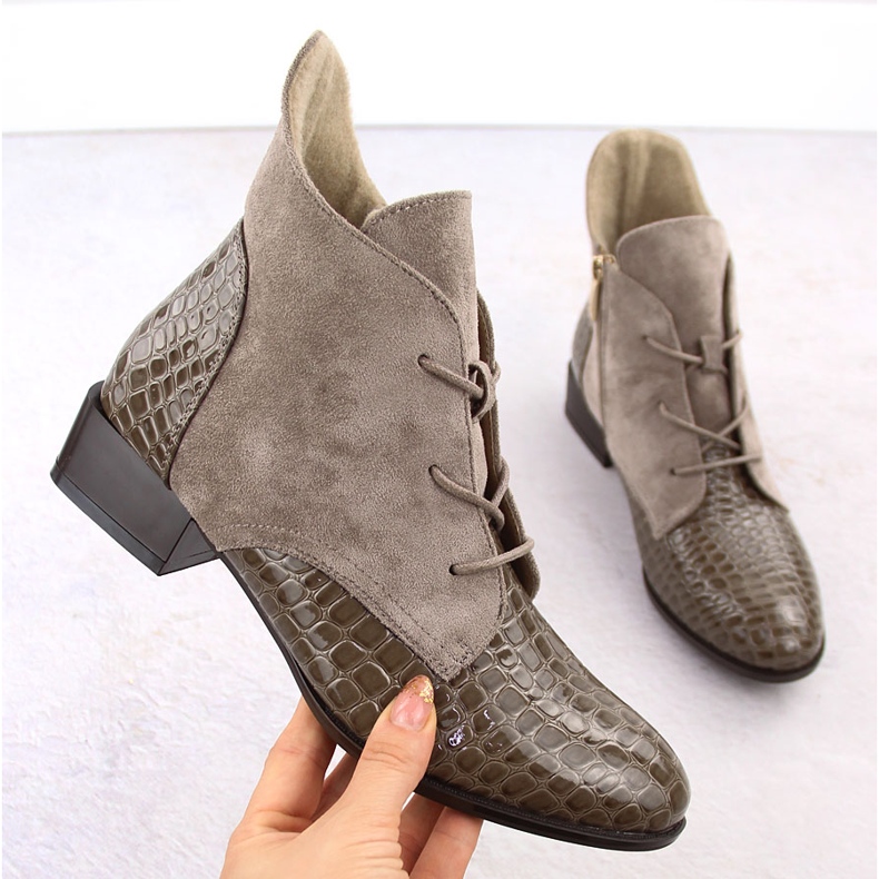 Bottines en cuir verni pour femmes, beige, Potocki 12498 1